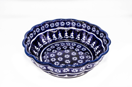 Set de servire pentru Craciun, Christmas Night, un platou servire in forma de "brad" si un bol , ceramica poloneza pictata manual [2]