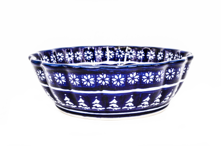 Bol rotund pentru salata Christmas Night, ceramica smaltuita, pictat manual, 20,9 cm, volum 1,2 L [1]