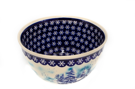 Bol rotund pentru salata Winter Chapel, ceramica smaltuita, pictat manual, 26,3 cm, volum 4,5 L [1]
