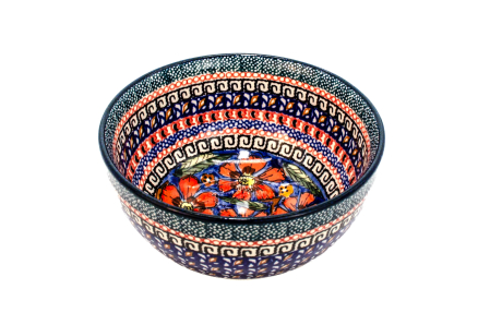 Bol rotund Poppy Bouquet, ceramica smaltuita, pictat manual, 14,0 cm, volum 450ml [0]