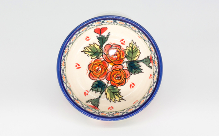 Bol rotund Roses, ceramica smaltuita, pictat manual, 12,6 cm, volum 250 ml [3]