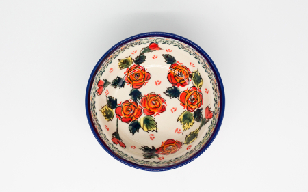 Bol rotund Roses, ceramica smaltuita, pictat manual, 14,8 cm, volum 400 ml [3]