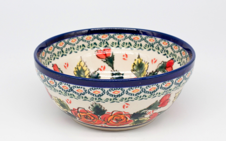 Reduceri - Bol rotund Roses, ceramica smaltuita, pictat manual, 14,8 cm, volum 400 ml