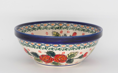 Bol rotund Roses, ceramica smaltuita, pictat manual, 17,8 cm, volum 800 ml [0]