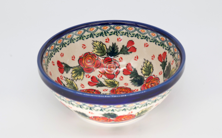 Bol rotund Roses, ceramica smaltuita, pictat manual, 17,8 cm, volum 800 ml [1]