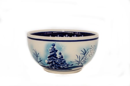 Bol rotund Winter Chapel, ceramica smaltuita, pictat manual, 15,5 cm, volum 700 ml [0]