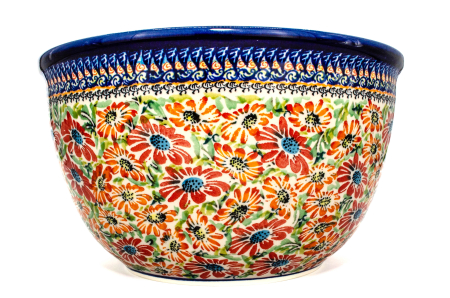 Bol salata, ceramica smaltuita, Flower Jungle, pictat manual, 26,3 cm, volum 4,5 L [3]