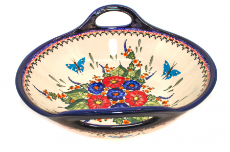 Bol salata cu manere Poppy Fountain, ceramica smaltuita, pictata manual, 33,4 cm, volum 3,0 L [2]