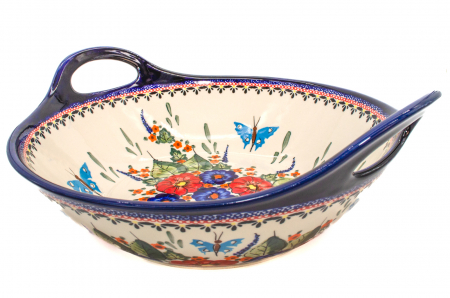 Bol salata cu manere Poppy Fountain, ceramica smaltuita, pictata manual, 33,4 cm, volum 3,0 L [3]