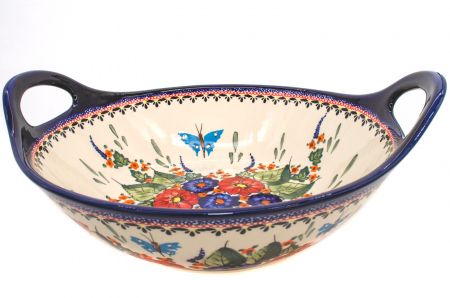 Bol salata cu manere Poppy Fountain, ceramica smaltuita, pictata manual, 33,4 cm, volum 3,0 L [4]