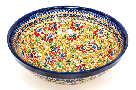 Bol salata Flower Jungle ceramica smaltuita, pictat manual, diametru 24,0 cm, volum 2,0 L [2]