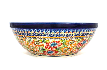 Bol salata Flower Jungle ceramica smaltuita, pictat manual, diametru 24,0 cm, volum 2,0 L [3]