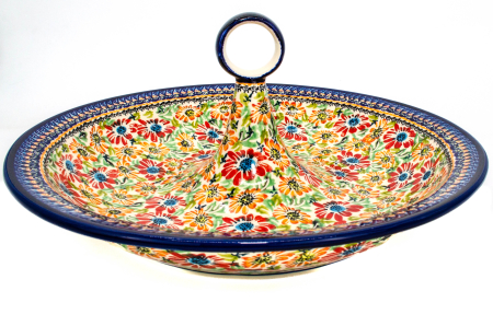 Bol salata Flower Jungle, ceramica smaltuita, pictata manual, 34,5 cm, volum 2,0 L [0]