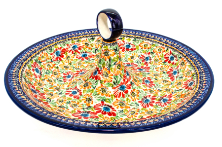 Bol salata Flower Jungle, ceramica smaltuita, pictata manual, 34,5 cm, volum 2,0 L [2]