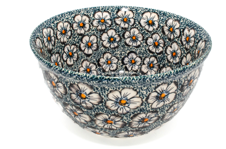 Bol salata rotund, ceramica smaltuita, Floral Beauty, pictat manual, 26,3 cm, volum 4,5 L [0]