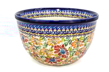 Bol salata, rotund, Flower Jungle, ceramica smaltuita, pictat manual, 20,5 cm, volum 2,25L [1]