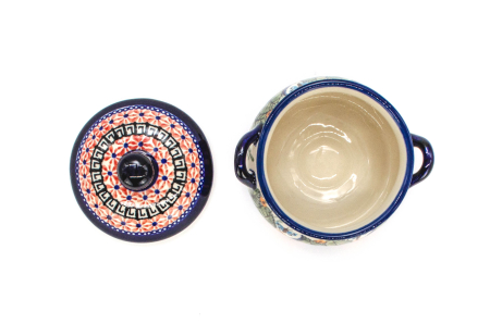 Bol supa cu maner si capac, Poppy Fountain, ceramica smaltuita, pictat manual, diametru 13,0 cm, volum 350 ml [4]