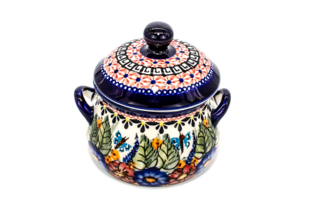 Bol supa cu maner si capac, Poppy Fountain, ceramica smaltuita, pictat manual, diametru 13,0 cm, volum 350 ml [0]