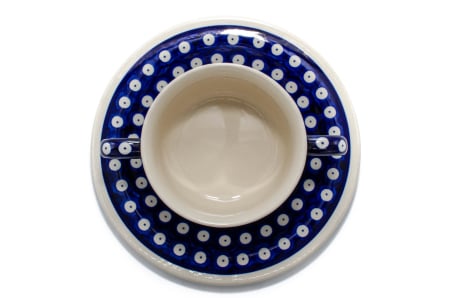 Bol supa cu maner si farfurie, Blue Eyes, ceramica smaltuita, pictat manual, diametru 15,4 cm, volum 260 ml [3]