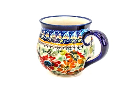 Cana cafea, ceai, vin fiert Flower Jungle in forma de "balon", ceramica smaltuita, pictata manual, 220 ml [3]