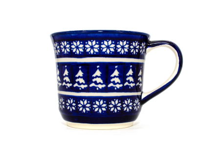 Cana ceramica smaltuita pentru cafea/ceai/vin fiert Christmas Night, pictata manual, 500 ml