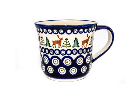 Cana ceramica smaltuita pentru cafea/ceai/vin fiert Reindeer, pictata manual, 500 ml [0]