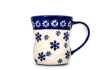 Cana ceramica smaltuita pentru cafea/ceai/vin fiert Snowflakes, pictata manual, 250 ml [0]