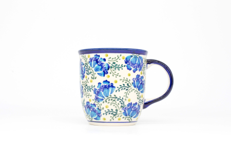 Cana ceramica smaltuita pentru ceai / cafea / vin fiert Blue and Green, pictata manual,  350 ml [2]