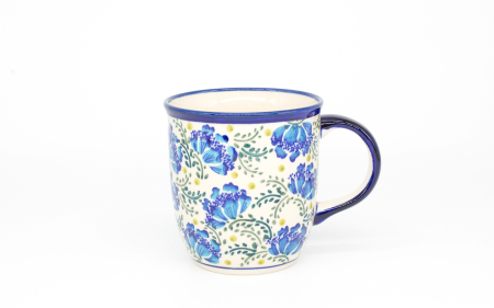 Cana ceramica smaltuita pentru ceai / cafea / vin fiert Blue and Green, pictata manual,  350 ml [0]