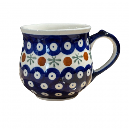 Cana ceramica smaltuita pentru ceai / cafea / vin fiert Blue Eyes Festive, in forma de "balon", pictata manual, 230ml [4]
