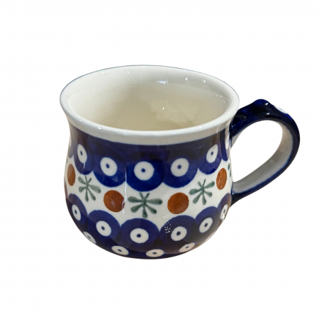 Cana ceramica smaltuita pentru ceai / cafea / vin fiert Blue Eyes Festive, in forma de "balon", pictata manual, 230ml [2]