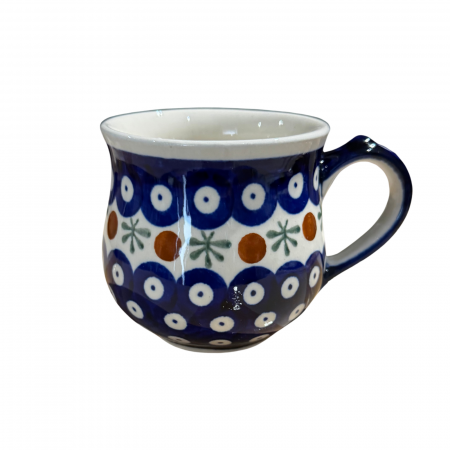 Cana ceramica smaltuita pentru ceai / cafea / vin fiert Blue Eyes Festive, in forma de "balon", pictata manual, 230ml [5]