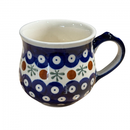 Cana ceramica smaltuita pentru ceai / cafea / vin fiert Blue Eyes Festive, in forma de "balon", pictata manual, 230ml [3]