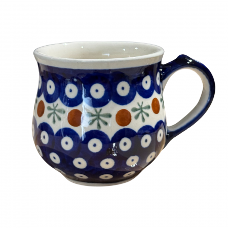 Cani ceramica - Cana ceramica smaltuita pentru ceai / cafea / vin fiert Blue Eyes Festive, in forma de "balon", pictata manual, 230ml