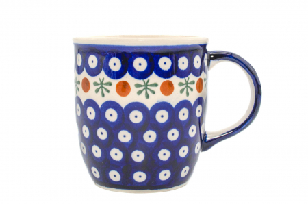 Cana ceramica smaltuita pentru ceai / cafea / vin fiert Blue Eyes Festive, pictata manual, 350 ml [0]
