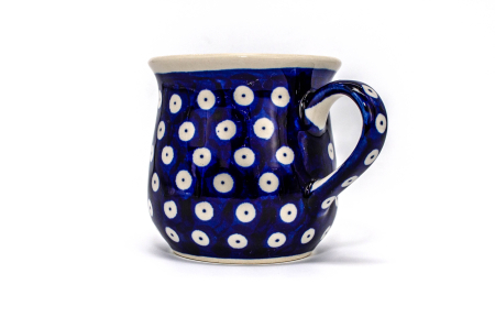 Cana ceramica smaltuita pentru ceai / cafea / vin fiert Blue Eyes, in forma de "balon", pictata manual, 250 ml [2]