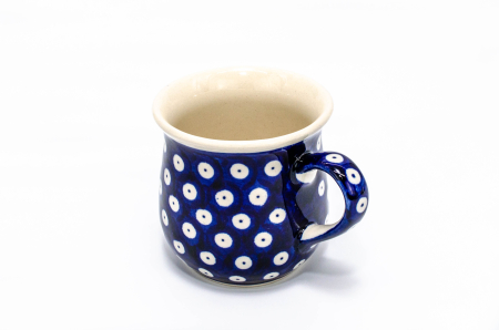 Cana ceramica smaltuita pentru ceai / cafea / vin fiert Blue Eyes, in forma de "balon", pictata manual, 250 ml [1]