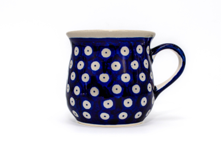 Cana ceramica smaltuita pentru ceai / cafea / vin fiert Blue Eyes, in forma de "balon", pictata manual, 250 ml [0]