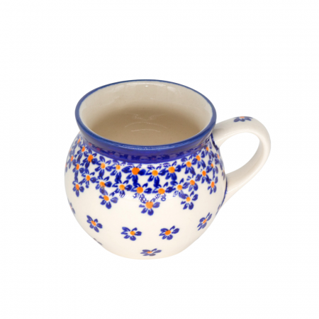 Cana ceramica smaltuita pentru ceai / cafea / vin fiert Blue Field, in forma de "balon", 220 ml [1]