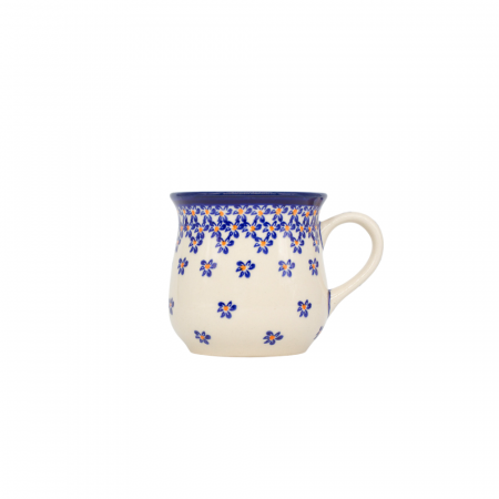 Cana ceramica smaltuita pentru ceai / cafea / vin fiert Blue Field, in forma de "balon", pictata manual, 250 ml [1]