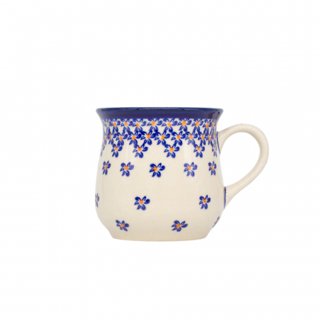 Cana ceramica smaltuita pentru ceai / cafea / vin fiert Blue Field, in forma de "balon", pictata manual, 250 ml [0]