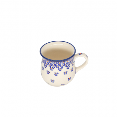 Cana ceramica smaltuita pentru ceai / cafea / vin fiert Blue Field, in forma de "balon", pictata manual, 250 ml [2]