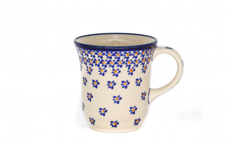 Cana ceramica smaltuita pentru ceai / cafea / vin fiert Blue Field, pictata manual, 300 ml [3]