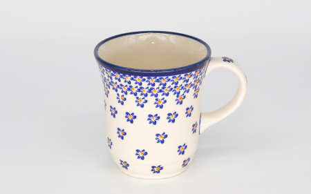 Cana ceramica smaltuita pentru ceai / cafea / vin fiert Blue Field, pictata manual, 300 ml [5]