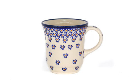 Cana ceramica smaltuita pentru ceai / cafea / vin fiert Blue Field, pictata manual, 300 ml [0]