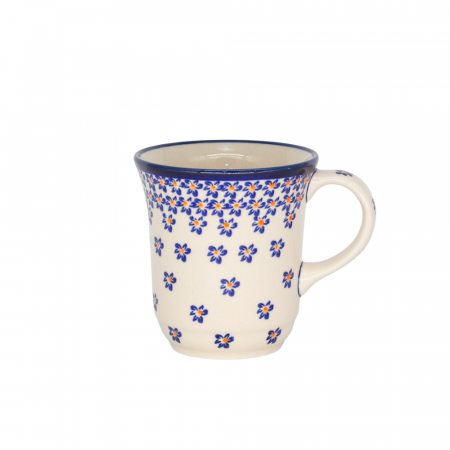 Colectia Blue Field - Cana ceramica smaltuita pentru ceai / cafea / vin fiert Blue Field, pictata manual, 300 ml