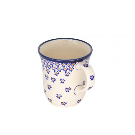 Cana ceramica smaltuita pentru ceai / cafea / vin fiert Blue Field, pictata manual, 300 ml [2]
