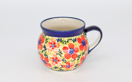 Cana ceramica smaltuita pentru ceai / cafea / vin fiert Fire Poppies, in forma de "balon", pictata manual, 220 ml [0]