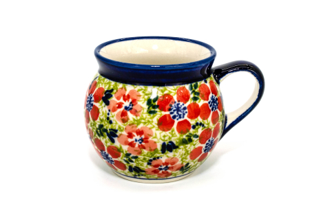 Cana ceramica smaltuita pentru ceai / cafea / vin fiert Fire Poppies, in forma de "balon", pictata manual, 220 ml [4]