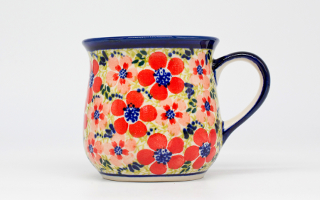 Cana ceramica smaltuita pentru ceai / cafea / vin fiert Fire Poppies, in forma de "balon", pictata manual, 250 ml [0]